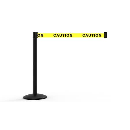 Banner Stakes Retractable Belt Barrier, Yellow, 7 ft Length, Black AL6101B